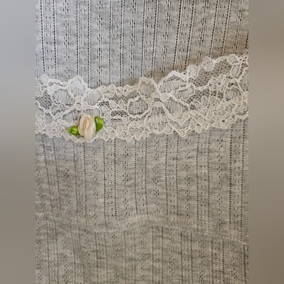 NWOT Free People Intimately long sleeve top with lace details in gray - Picture 7 of 15